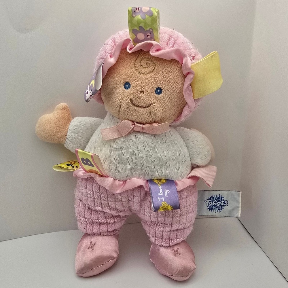 Mary Meyer Plush Baby Doll Pink Sensory Ribbon Toy 8" Soft Plush